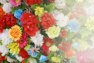 plastic flower group wedding decoration colorful wall