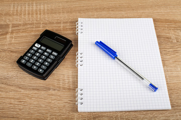 School supplies on wooden background