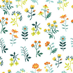 Seamless Floral Pattern. Hand Drawn Vector Illustration.
