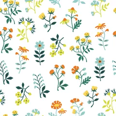 Gordijnen Seamless Floral Pattern. Hand Drawn Vector Illustration.   © demonova
