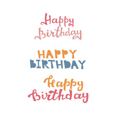 Happy Birthday Greeting Card with Lettering Illustration.