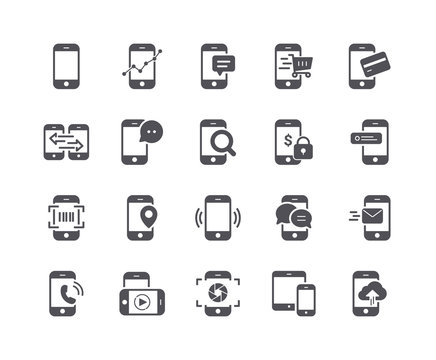 Minimal Set of Mobile Phone Flat Icon