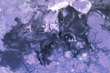 Abstract purple paint background. Acrylic pour texture with marble pattern