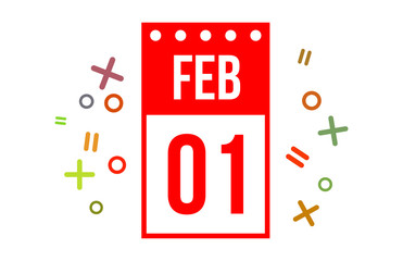 1 February Red Calendar Number 