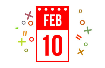 10 February Red Calendar Number 