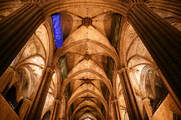 Inside the Cathedral  (La Seu) of Barcelona, ​​Spain