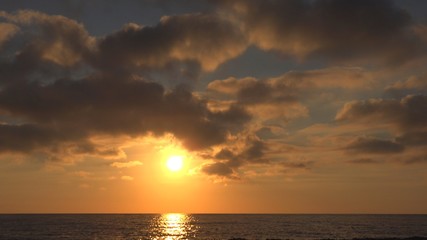 Sunset Beach, Sunrise on Seashore, Ocean at Sundown in Summer, Twilight Seascape