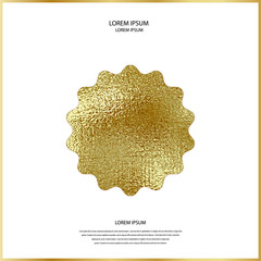 Premium quality golden label Gold sign. Shiny, luxury badge. Best choice, price. Limited edition. Foil Sale sticker. Logo of trendy star shape. Sunburst design elements. Gold postal stamp and postmark