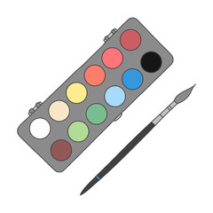 Watercolor and brush. Colorful cute illustration vector. Hand drawn. \white background.