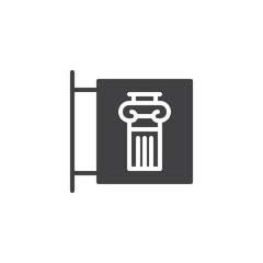 Museum signboard vector icon. filled flat sign for mobile concept and web design. simple solid icon. Symbol, logo illustration. Pixel perfect vector graphics
