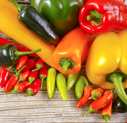 Variety of peppers, paprika, sweet and chili
