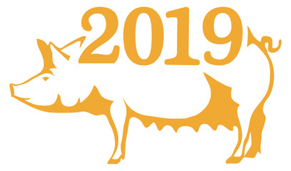 Year of the pig, happy chinese new year, pig illustration