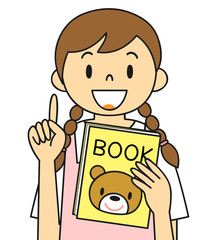 エプロンの女性　保母さん　絵本　読み聞かせ