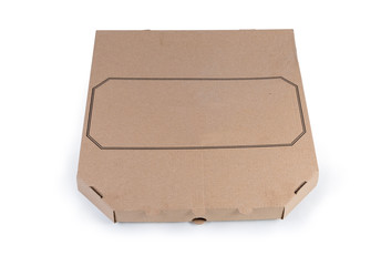 Cardboard pizza box on a white background