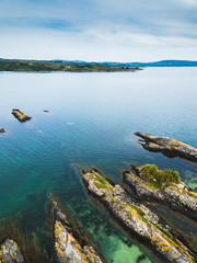 Island cliffs in Ireland, Aerial view in summer