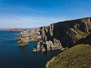 Fototapeta premium Island cliffs in Ireland, Aerial view in summer