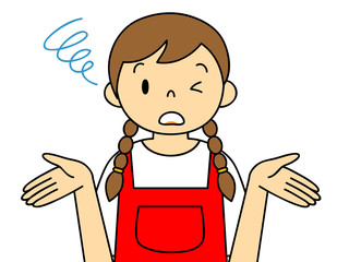 エプロンの女性　困る　ご提案　笑顔　保母さん　主婦　料理　カフェ店員　お花屋さん
