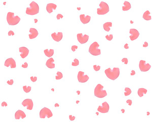 Pink rose petals. Floral background. The shape of a heart. Valentines day. Vector illustration.