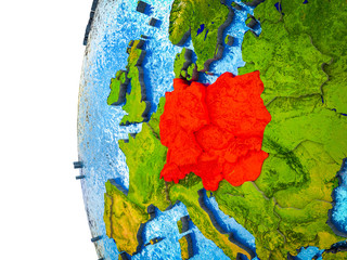 Central Europe highlighted on 3D Earth with visible countries and watery oceans.