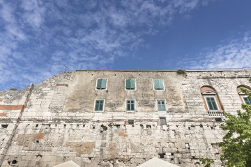 Wall of roman Diocletian's palace in Split, Croatia