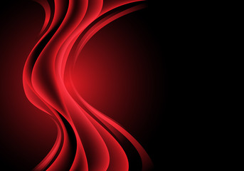 Abstract red light curve wave on black luxury design modern futuristic background vector illustration.