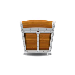 Wooden old pirate chests, closed, treasures, vector, cartoon style, illustration, isolated. For games, advertising applications