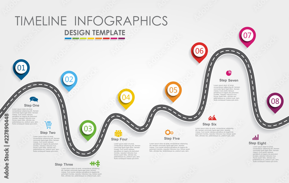 Poster navigation roadmap infographic timeline concept with place for your data. vector illustration.