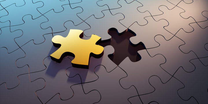 Goldenes Puzzleteil in schwarzer Gruppe