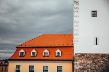 Bratislava Castle, white wall and orange roof