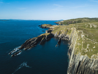 Castle in island above the sea in Ireland