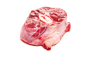 raw beef shank isolated on the white