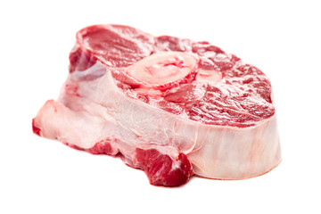 raw beef shank isolated on the white