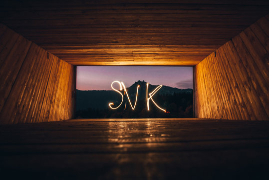 Tittle "SVK" in Sulov Eye pyramid, Slovakia