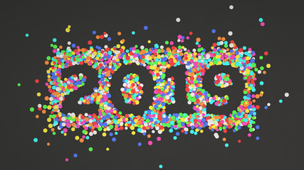 2019 number made from colorful confetti