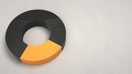Black ring pie chart with one orange sector