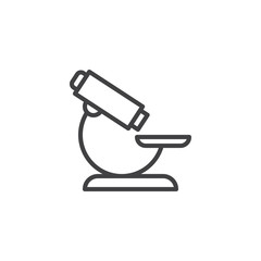 Microscope outline icon. linear style sign for mobile concept and web design. Research line vector icon. Symbol, logo illustration. Pixel perfect vector graphics