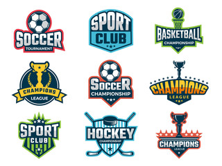 Fototapeta premium Sport emblem. Super star world cup competition badges logos and vector sticker. Sport competition logo and emblem, tournament and championship illustration