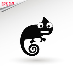 chameleon icon. Flat symbol. Isolated sign chameleon on white background. Vector Illustration.