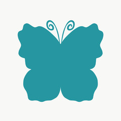 Silhouette of a butterfly with antennae in the form of curls