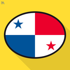 Panama flag speech bubble, social media communication sign, flat business oval icon.