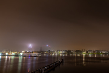 Amsterdam port at night