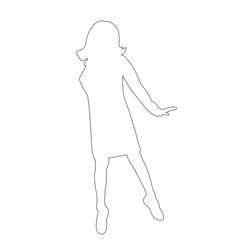 white background, sketch girl goes