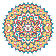 Ethnic ornamental mandala. Decorative design element. Hand drawn illustration