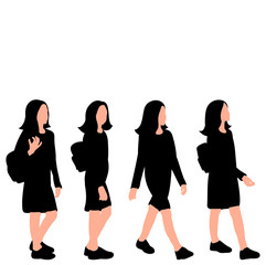 Fototapeta premium isolated, on white background, silhouette girl goes, set