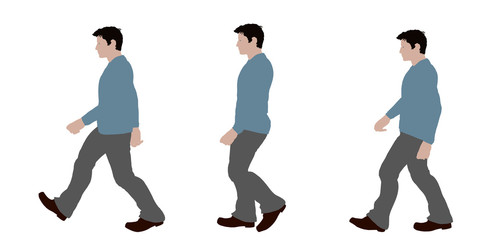 Walking man. Isolated on white background. Vector illustration.