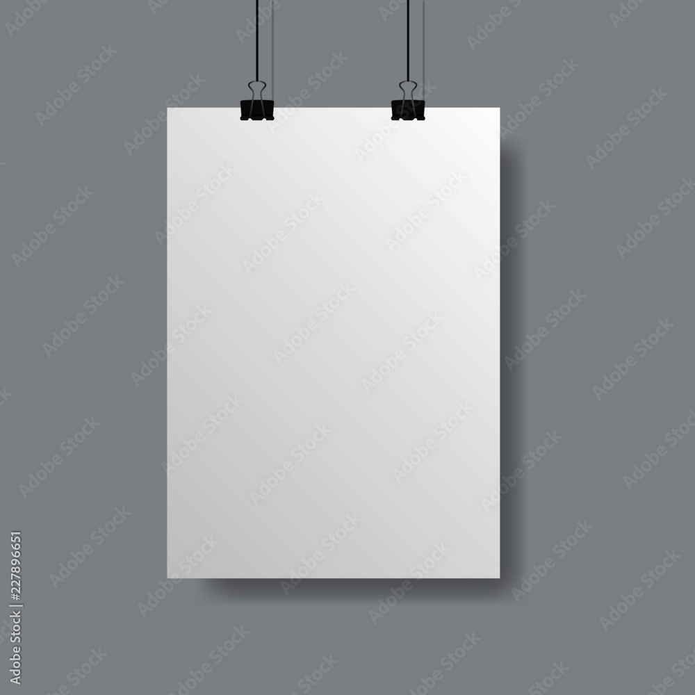 Poster vector poster mock up isolated on grey background with soft shadow. realistic empty white poster tem