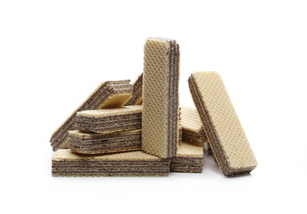 Chocolate wafers isolated on white background