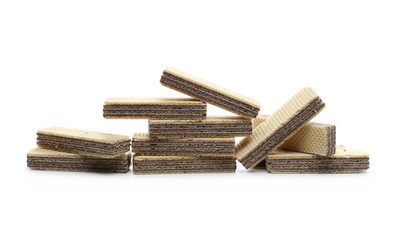 Chocolate wafers isolated on white background