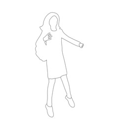 isolated, sketch girl jumping