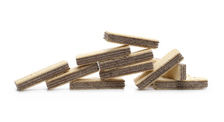 Chocolate wafers isolated on white background